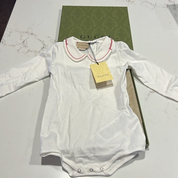 GUCCI Baby Bodysuit Jersey with collar white red - Picture 2 of 6